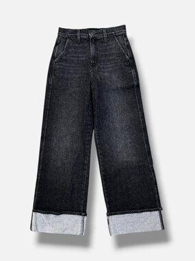 Joes Jeans Women's Black Cuffed Wide Leg Jeans Pants Size 25
